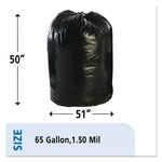 Total Recycled Content Plastic Trash Bags, 65 gal, 1.5 mil, 50" x 51", Black/Brown, 100/Carton