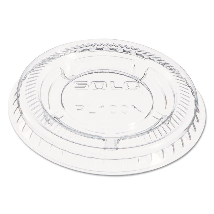 Portion/Souffle Cup Lids, Fits 0.5 oz to 1 oz Portion Cups, Plastic, Clear, 125/Pack, 20 Packs/Carton