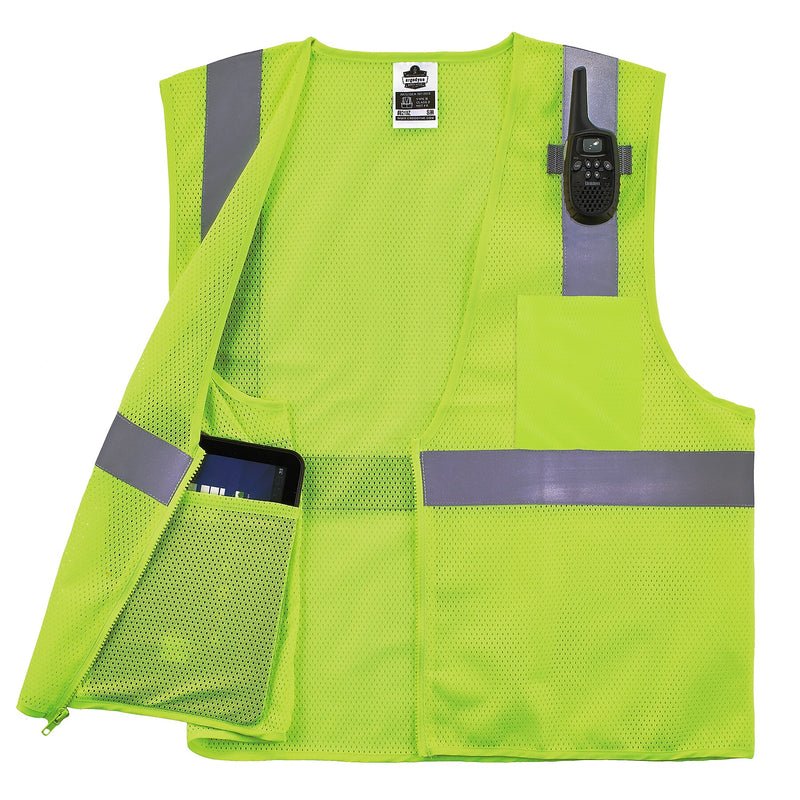 Ergodyne GloWear 8210Z High Visibility Sleeveless Safety Vest, ANSI Class R2, Lime, S/M (21053)
