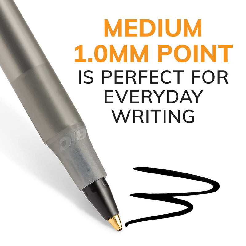 BIC Round Stic Xtra-Life Ballpoint Pens, Medium Point, 1.0mm, Black Ink, 60/Pack (GSM609-BLK)