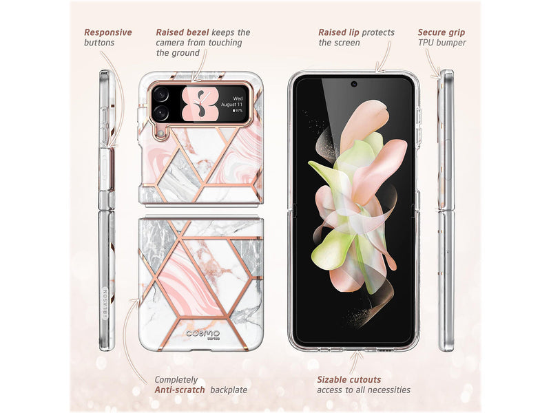 i-Blason Cosmo Marble Pink Snap Case for Samsung Galaxy Z Flip4 (Galaxy2022-ZFlip4-5G-Cosmo-Marble)