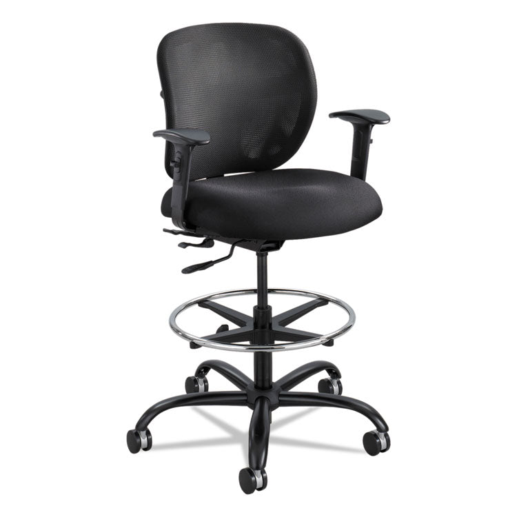 Vue Heavy-Duty Extended-Height Stool, Supports Up To 350 Lb, 23" To 32.5" Seat Height, Black Fabric