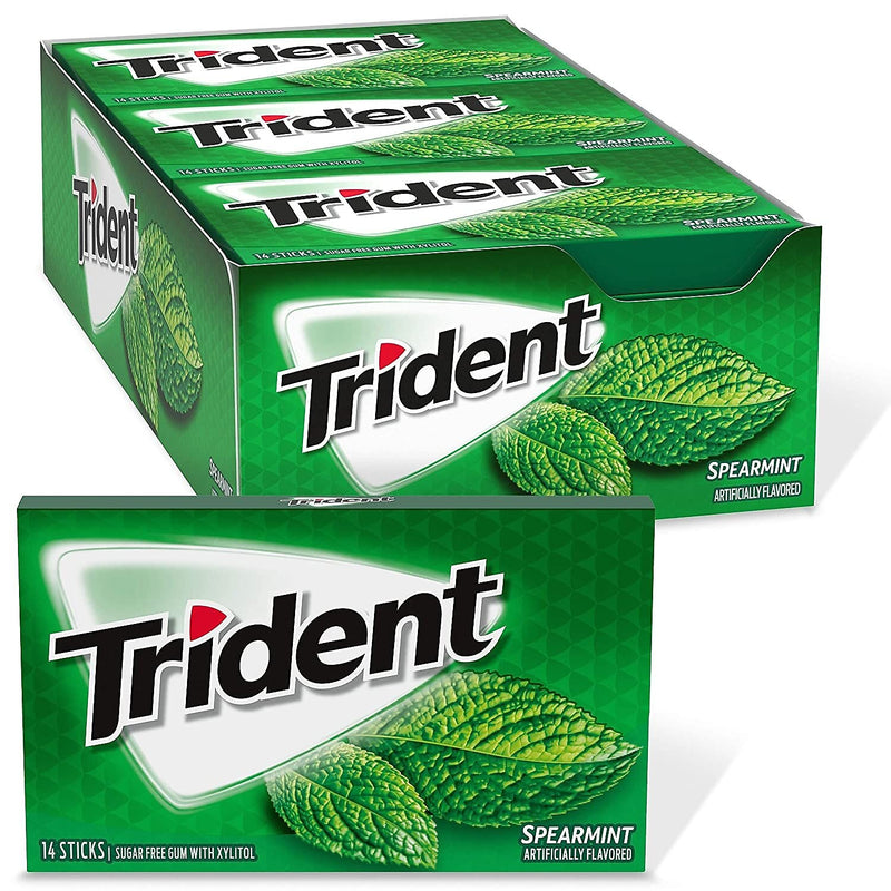 Trident Sugar Free Spearmint Gum, 14 Pieces/Pack, 12/Packs (VAM05017)