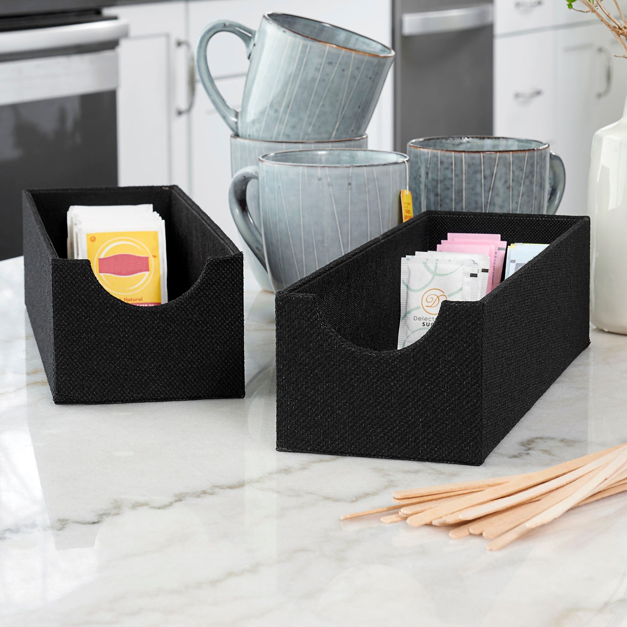 Household Essentials Drawer Organizers, Black Linen, 2/Pack (7670-1)
