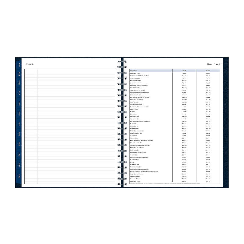 2026 Blue Sky Passages 8.5" x 11" Calendar Year Weekly & Monthly Planner, Faux Leather Cover, Navy (148658-26)