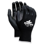 Economy PU Coated Work Gloves, EN388: 2121, 12" Long, Large, Black, 12 Pairs