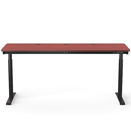 VersaDesk PowerLift 72"W Electric Rectangular Adjustable Standing Desk, Cherry/Black (PLSDR7224-BC-APP)