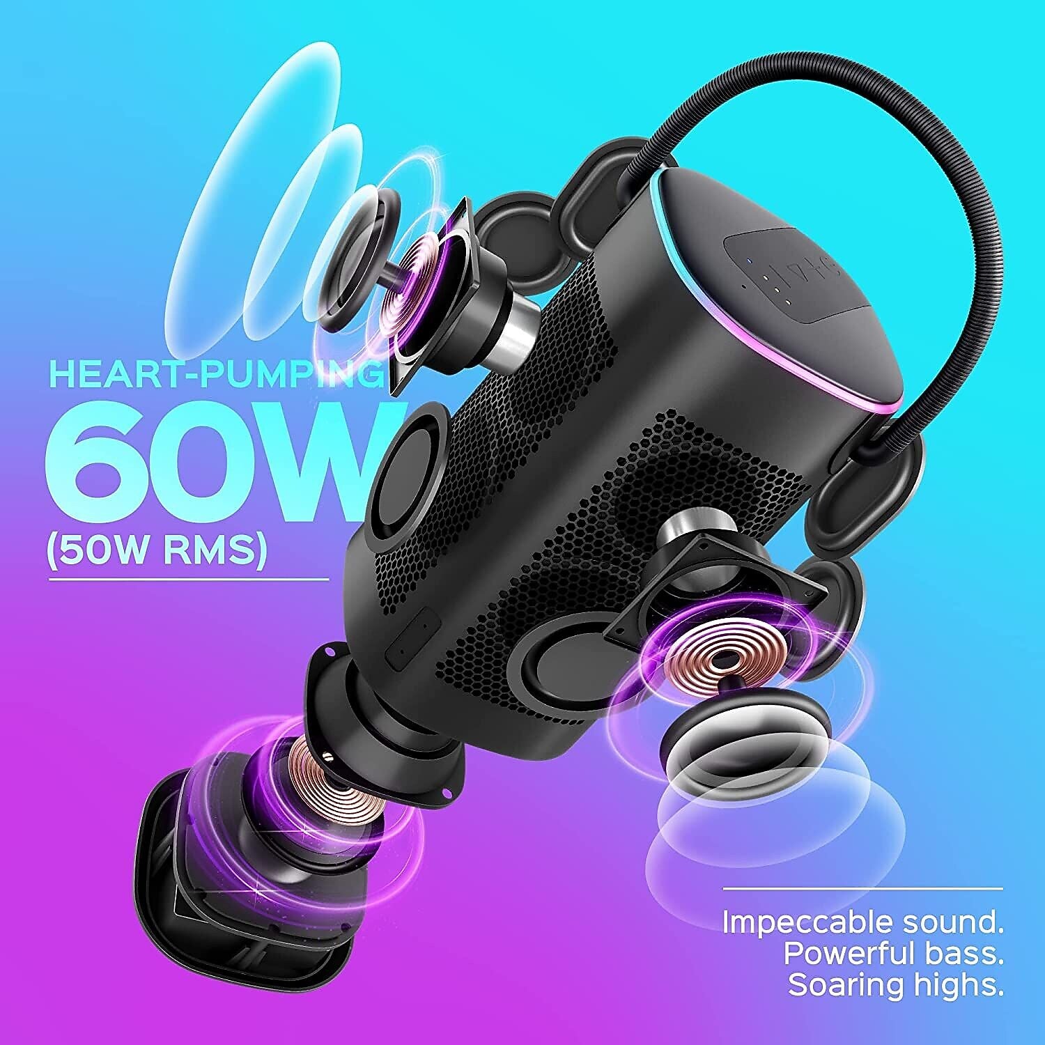 Treblab Wireless Bluetooth Speaker, Waterproof, Black (HD-FORCE)