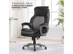 Sharper Image S-600 Active Lumbar Heated Ergonomic Bonded Leather Swivel Executive Massage Chair, Black (60098-BLK)