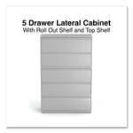 Alera 5-Drawer Lateral File Cabinet, Letter/Legal Size, Lockable, 67.63"H x 42"W x 18.63"D, Light Gray (ALEHLF4267LG)