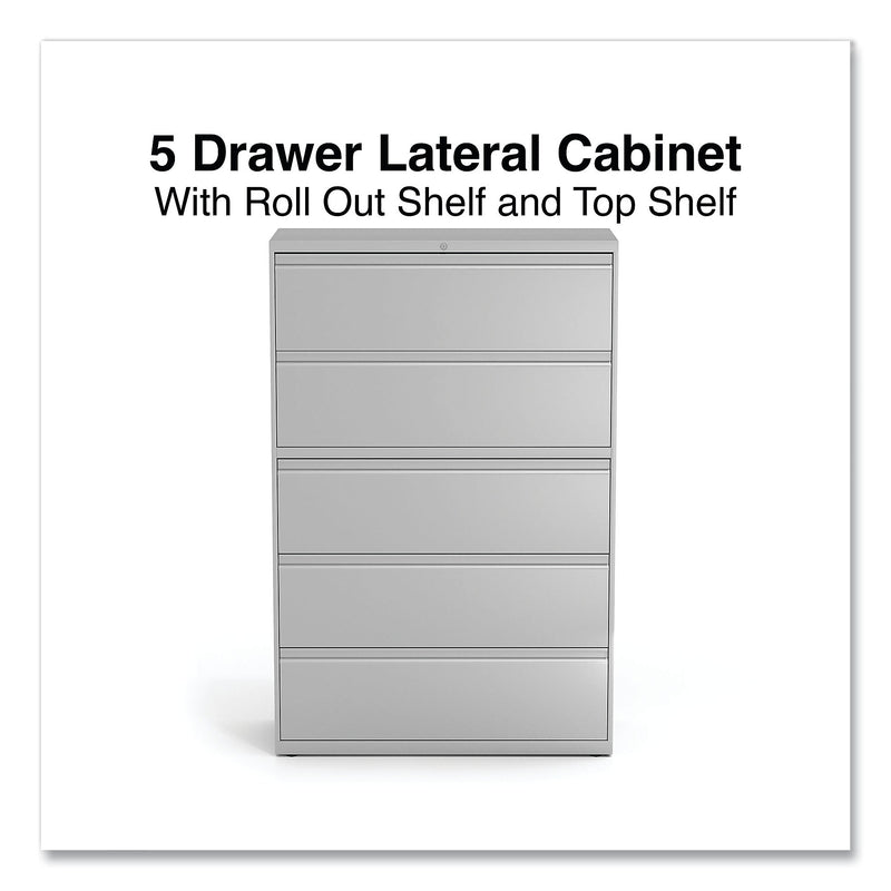 Alera 5-Drawer Lateral File Cabinet, Letter/Legal Size, Lockable, 67.63"H x 42"W x 18.63"D, Light Gray (ALEHLF4267LG)
