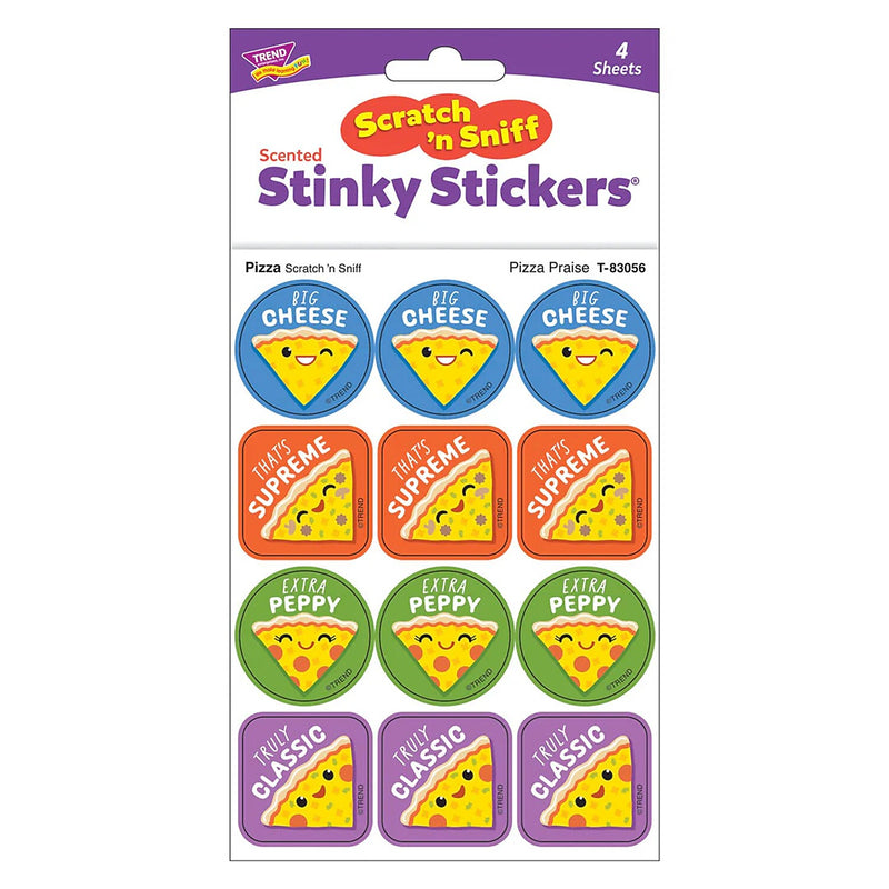 Trend Enterprises Pizza Praise Pizza Scent Scratch 'n Sniff Stinky Stickers, Multicolored, 48/Pack, 6 Packs/Bundle (T-83056-6)