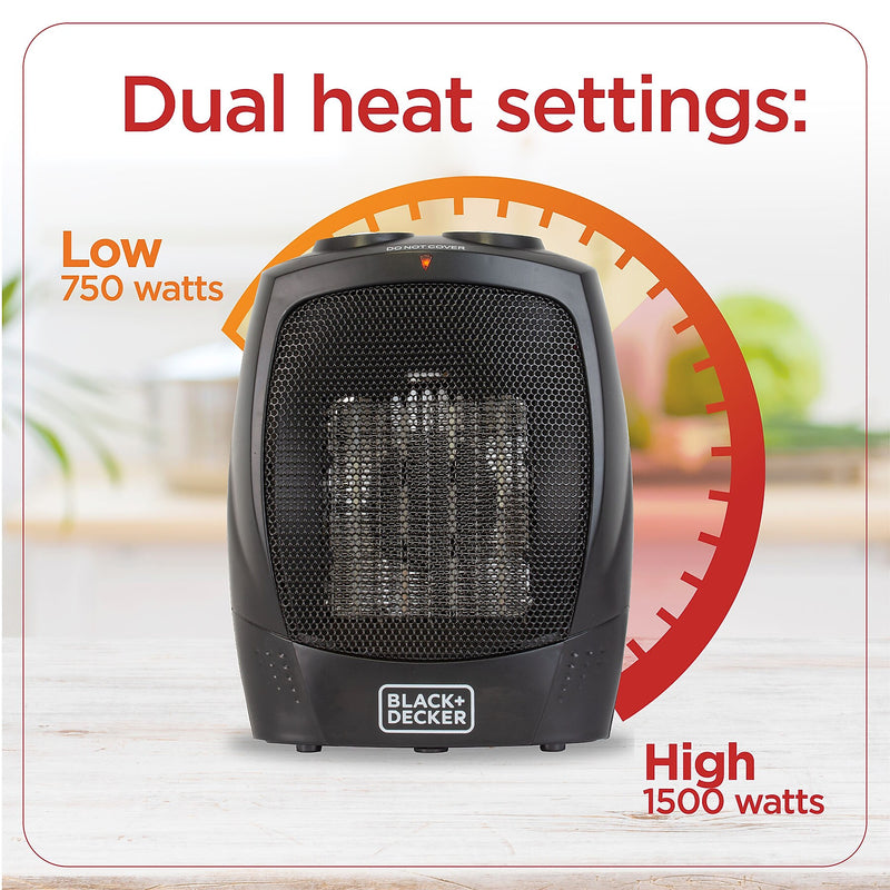 Black & Decker 1500-Watt Portable Ceramic Electric Heater, Black (BHDC201)
