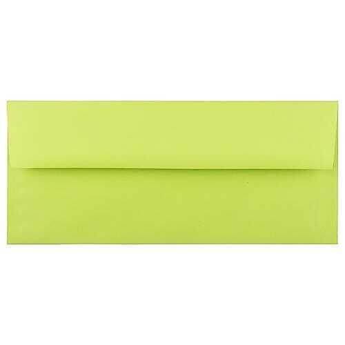 JAM Paper #10 Booklet Envelope, 4 1/8" x 9 1/2", Ultra Lime Green, 100/Pack (71091d)