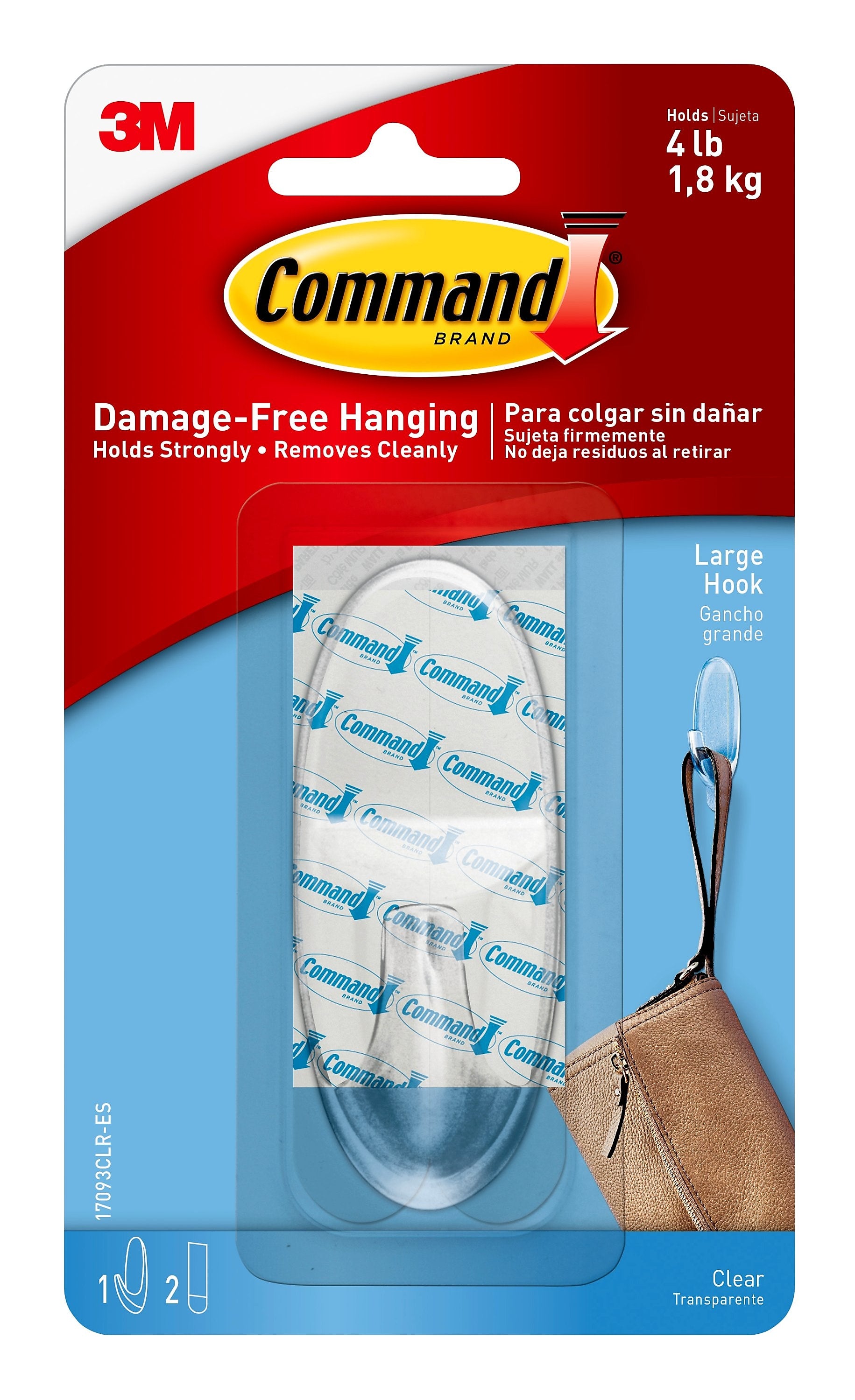 Command Large Hook, 4 lb., Clear (17093CLRES)