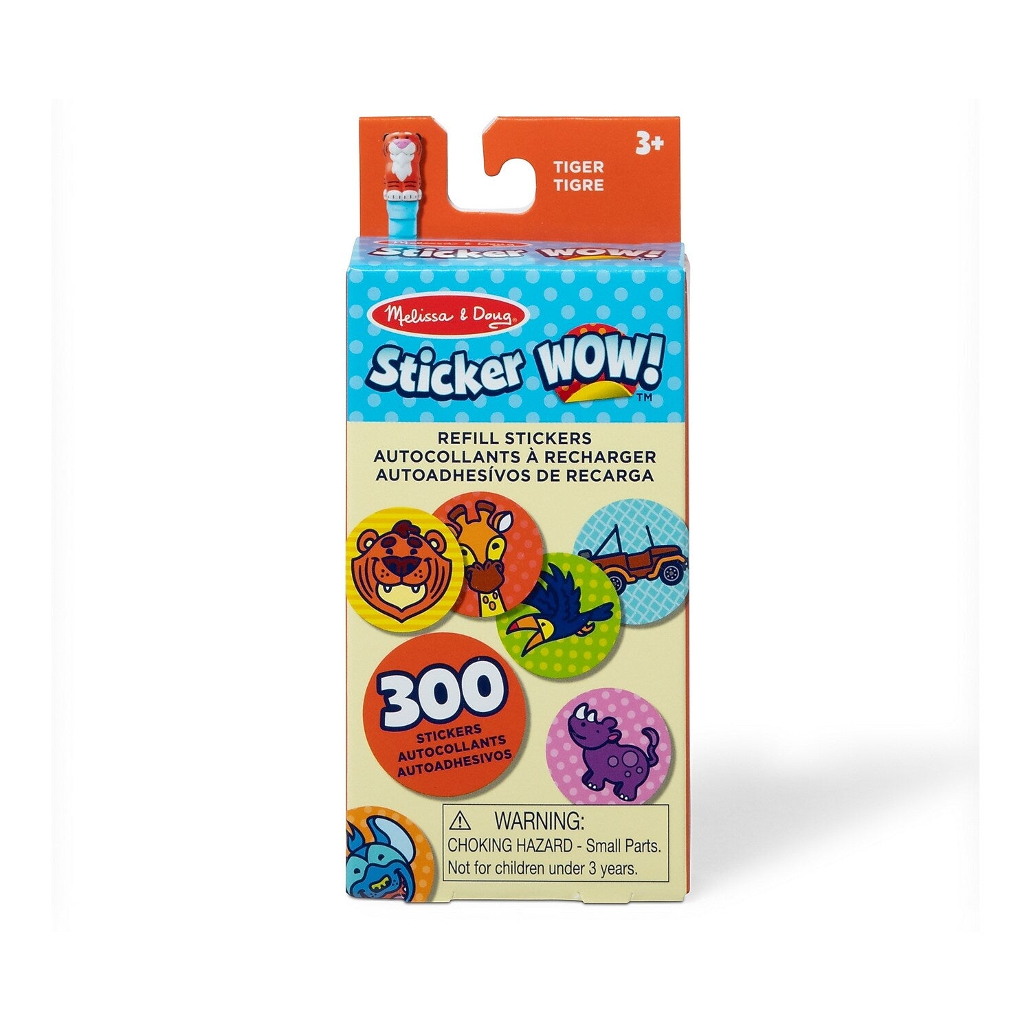 Melissa & Doug Sticker WOW! Refill Stickers Tiger, Assorted Colors, 300 Stickers/Box, 8 Boxes/Pack (50330)