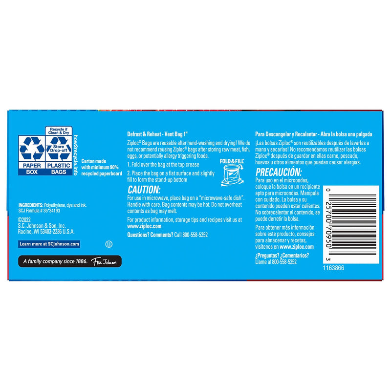 Ziploc Medium Storage Bags, 1 Qt., 80/Box (314471)