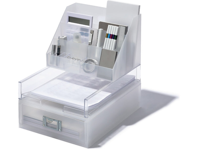 LIKE-IT Stackable Slim Desktop Organizer Assortment, Translucent White, 3 Pieces (MX9204_18_5)