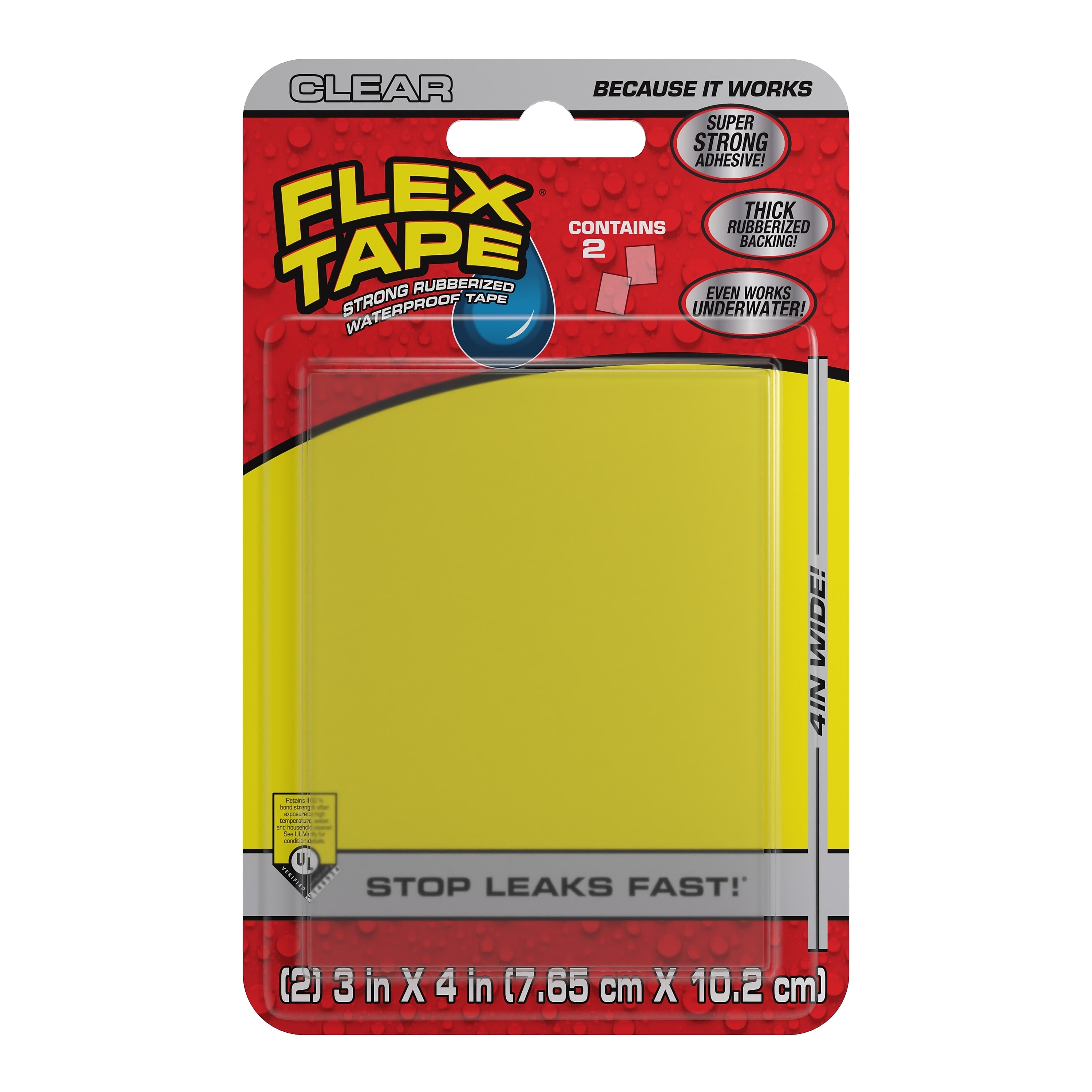 Flex Seal Mini Strong Waterproof Tape, 3" x 4", Clear, 8/Pack (TFSCLRMINI-8)