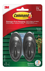 Command  Medium Terrace Hooks, 3 lb., Slate, 2/Pack (17086S-AWES)