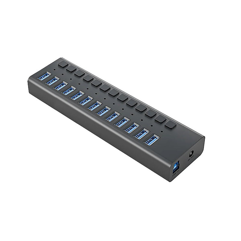 4XEM 13-Port USB 3.0 Power Switch Data Transfer Hub, Gray (4XH713)