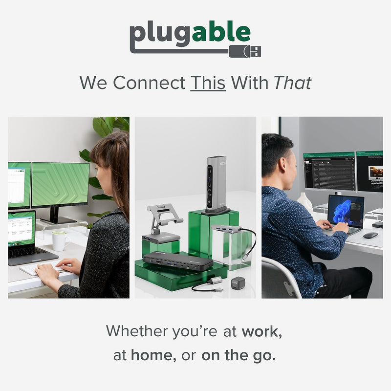 Plugable USB 3.0 and USB-C Universal Laptop Docking Station for Windows (UD-3900Z)