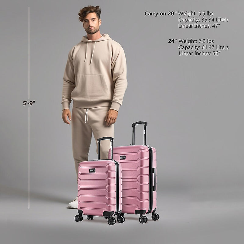 InUSA Trend 2-Piece Hardside Spinner Luggage Set, TSA Checkpoint Friendly, Rose Gold (IUTRE0SM-ROS)