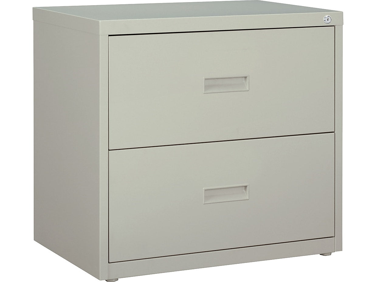 Hirsh HL1000 Series 2-Drawer Lateral File Cabinet, Letter/Legal Size, Lockable, 28"H x 30"W x 18.63"D, Light Gray (19439)