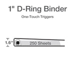 Cardinal Premier EasyOpen ClearVue 1" 3-Ring View Binders, D-Ring, White (10300CB)