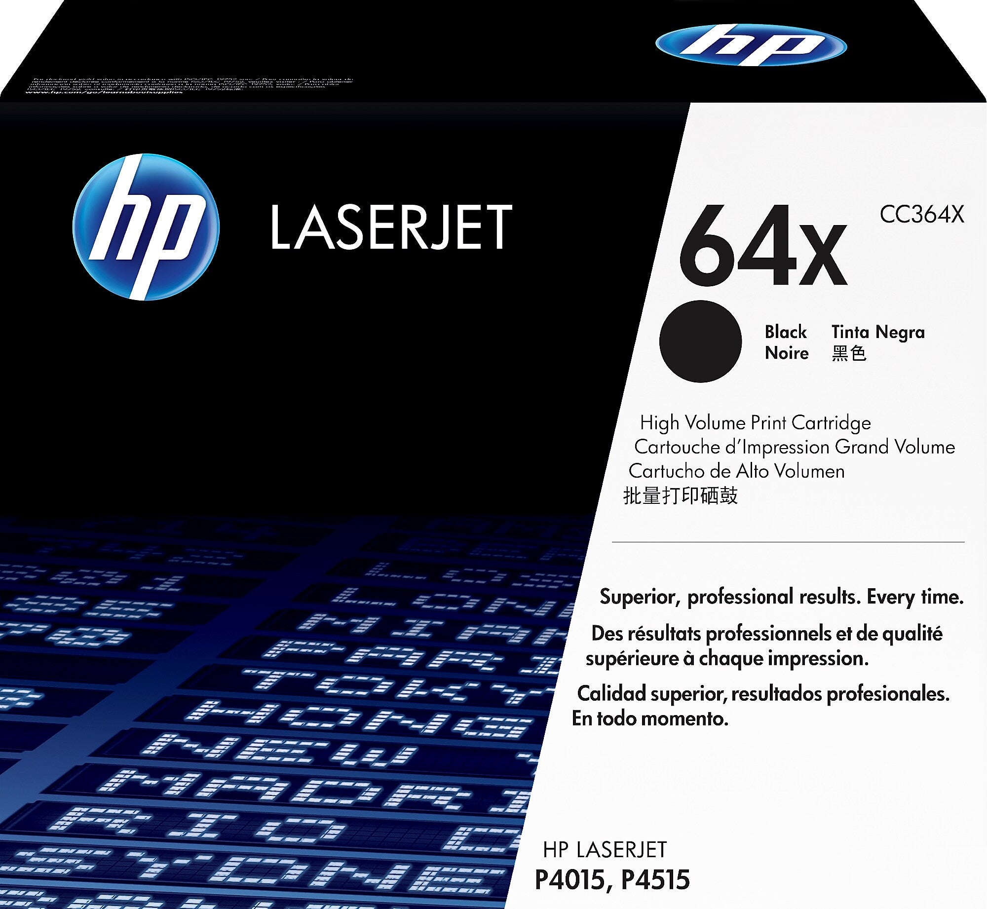 HP 64X High Yield Black Toner Cartridge, Prints Up to 24,000 Pages (CC364X)