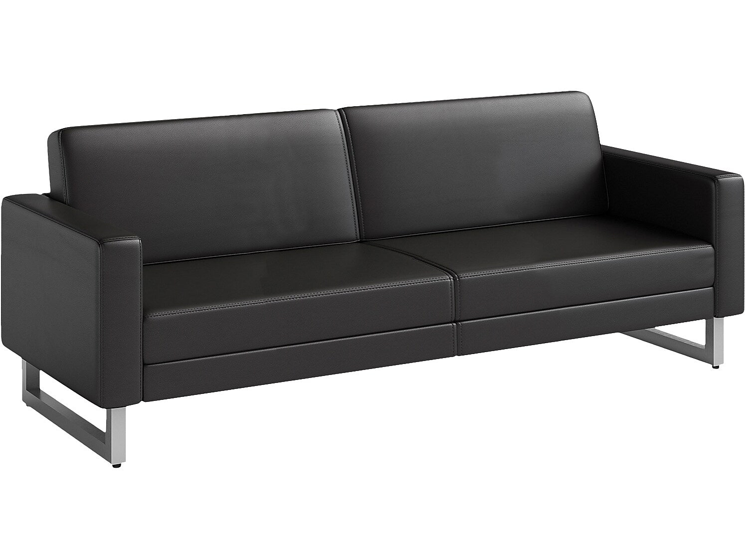 Safco Mirella 77" Vinyl Lounge Sofa, Black (1730MRL2SLVBL)