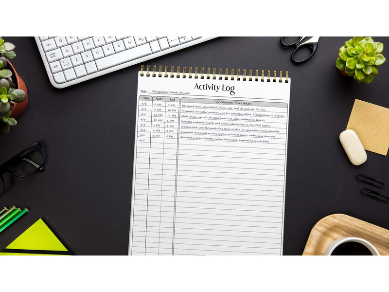 Better Office Activity Log Notepad, 8.5" x 11", Project-Ruled, White/Black, 50 Sheets/Pad (25826)