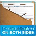 Pendaflex Heavy Duty Pressboard Classification Folder, 3-Dividers, 3 1/2" Expansion, Legal Size, Blue, 10/Box (29094)