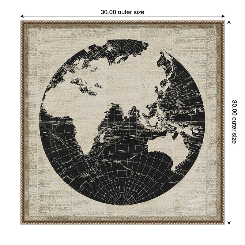 Amanti Art World News Map II by Elizabeth Medley Framed Canvas Wall Art Print, 30" x 30" (A42678299438)