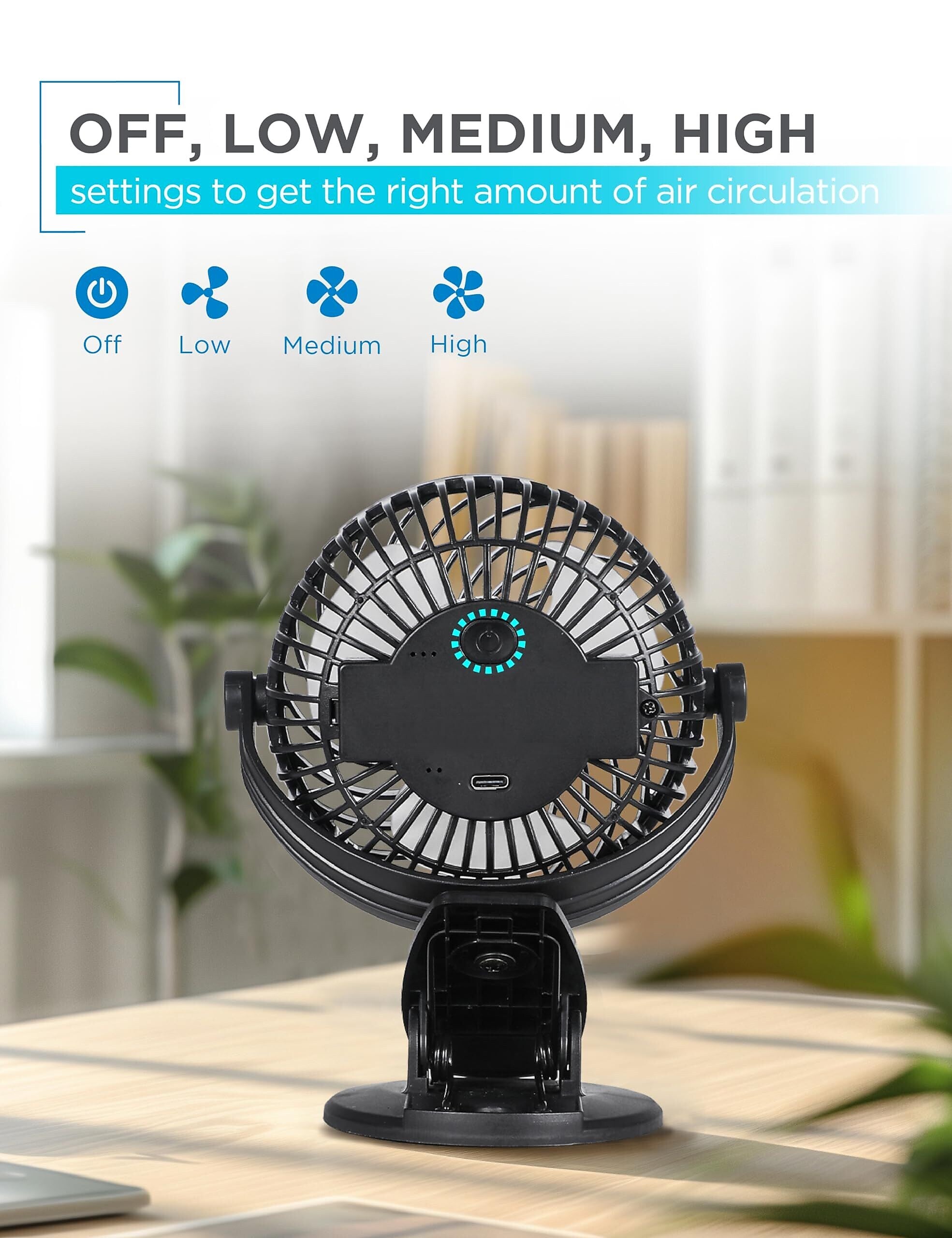 Black & Decker 4" Clip Fans, 3-Speed, Black, 2/Pack (BFDC42PK)