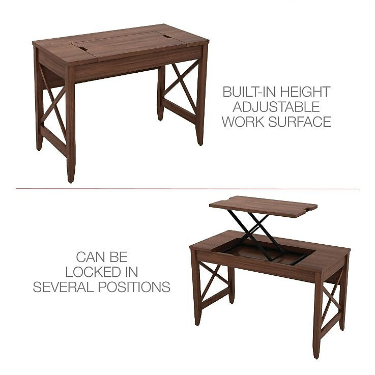 Alera Sit-to-Stand Table Desk, 47.25w x 23.63d x 29.5 to 43.75h, Modern Walnut