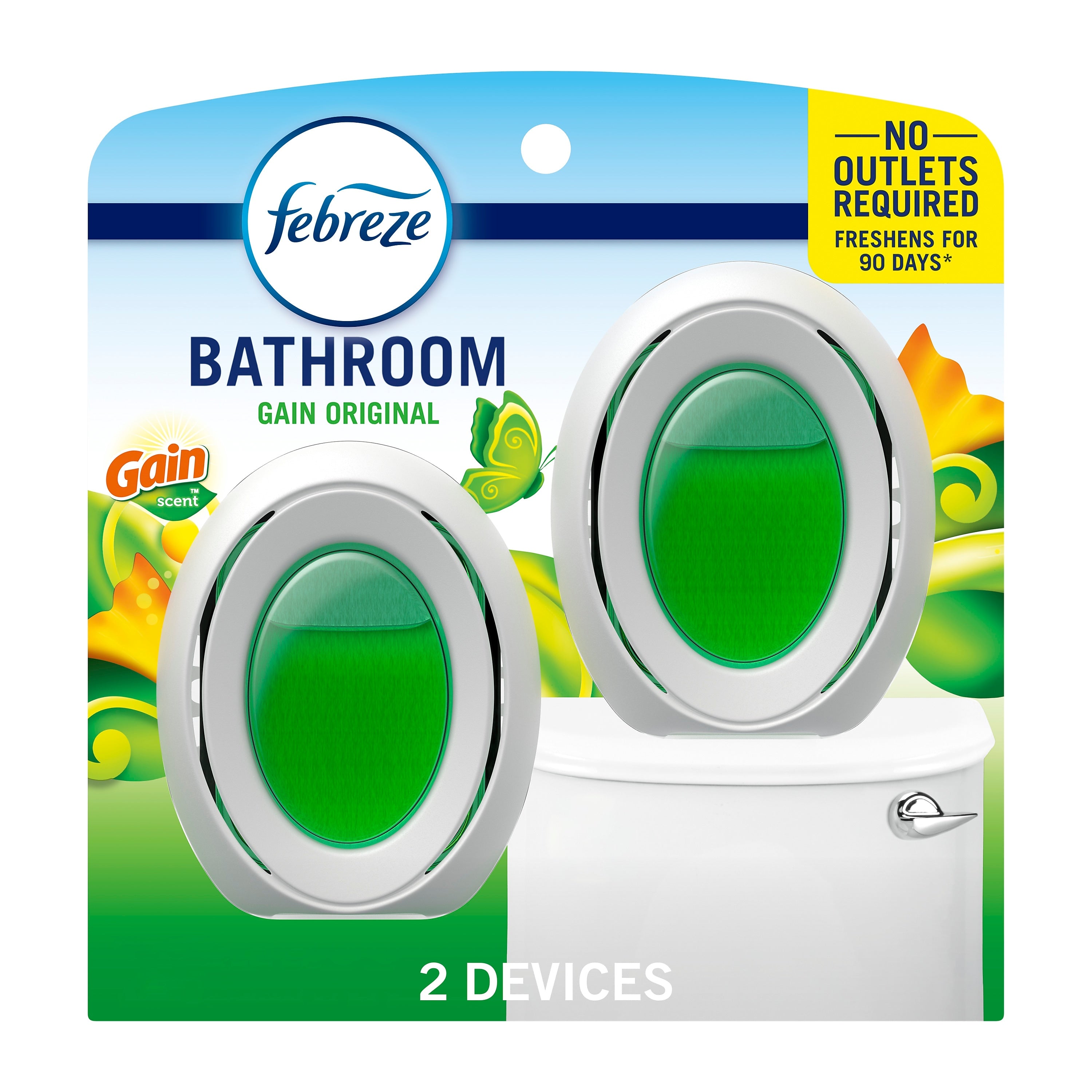 Febreze Bathroom Air Freshener, Gain Scent, 0.25 oz., 2/Pack (93330EA)