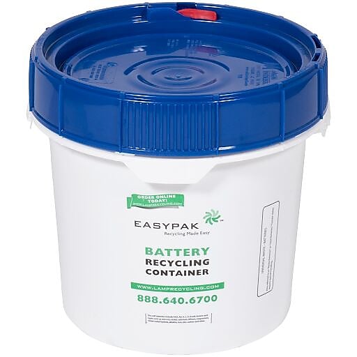Terracycle Regulated Waste Plastic EasyPak Battery Recycling Container, 3.5 Gallon, White (510-2400)