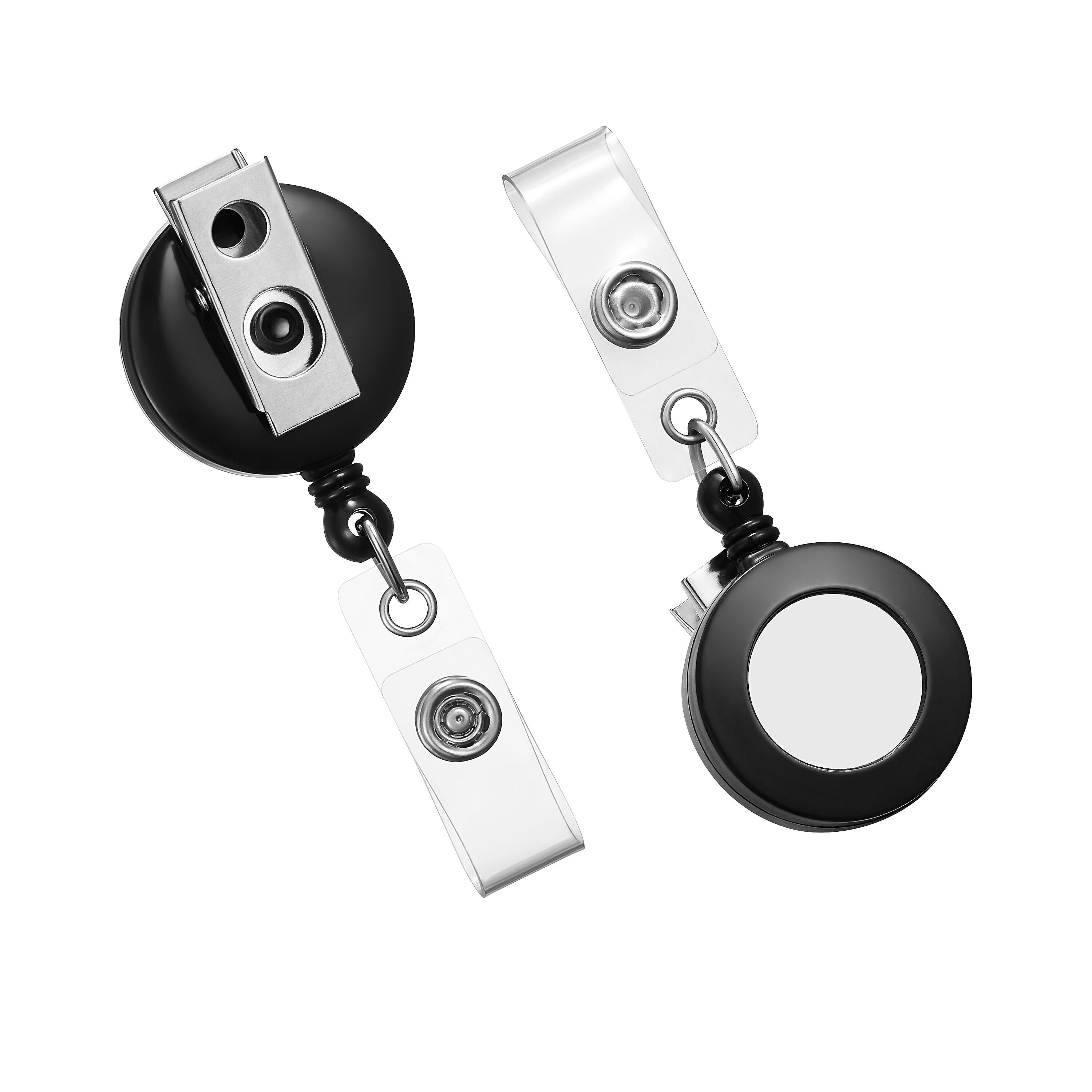 Staples Badge Reels, 33" Retractable Cord Length, Metal, Black, 5/Pack (37860)