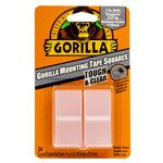 Gorilla Tough & Clear Double-Sided Mounting Tape Squares, 1" x 1", 24/Pack, Clear (6067202)