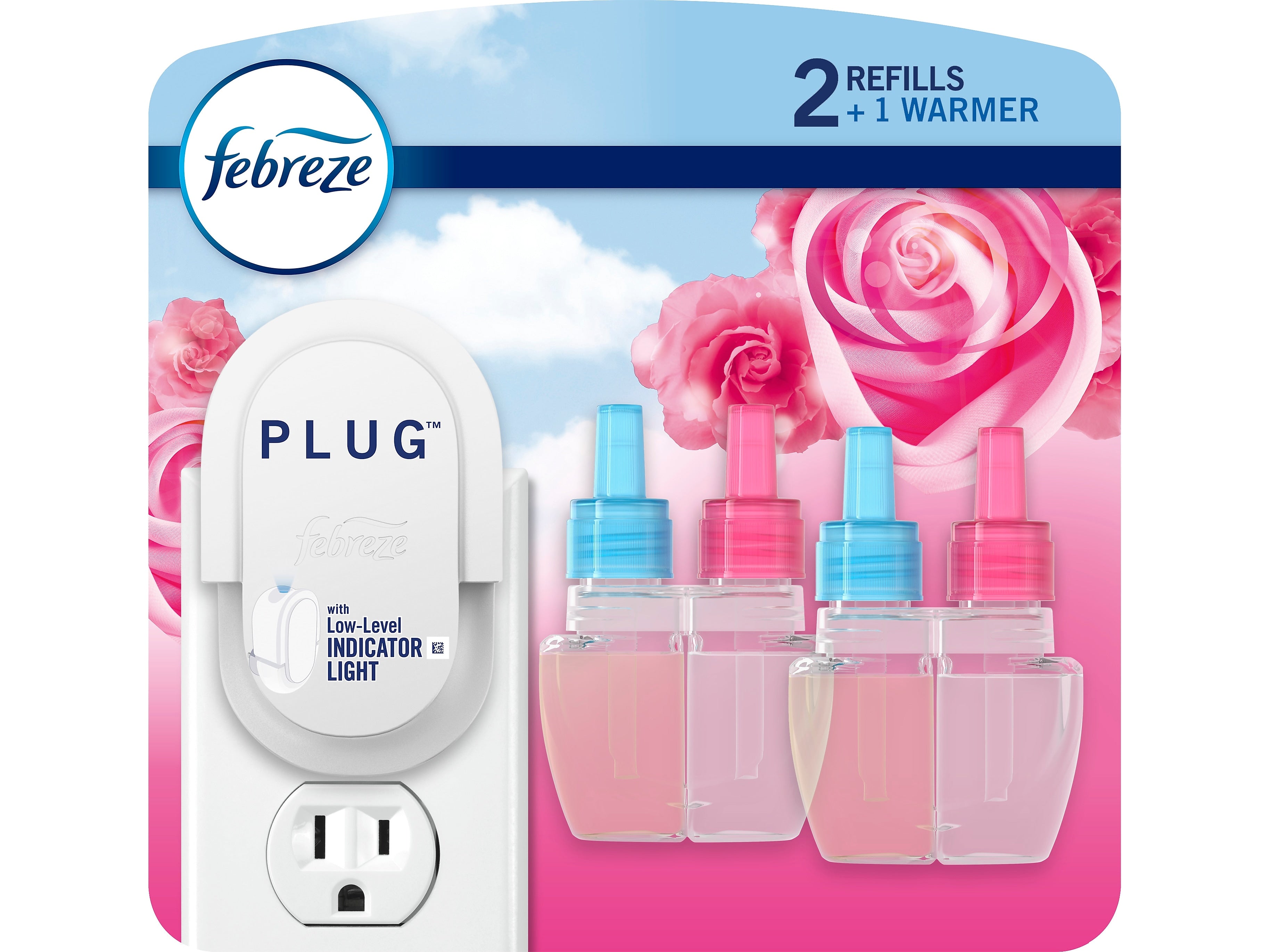 Febreze Fade Defy PLUG Air Freshener with 2 Oil Refills, Downy April Fresh Scent, 0.87 Fl. Oz. (4174)