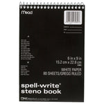 Mead Spell Write Steno Book, 6" x 9", Gregg Ruled, 80 Sheets/Pad (43082)