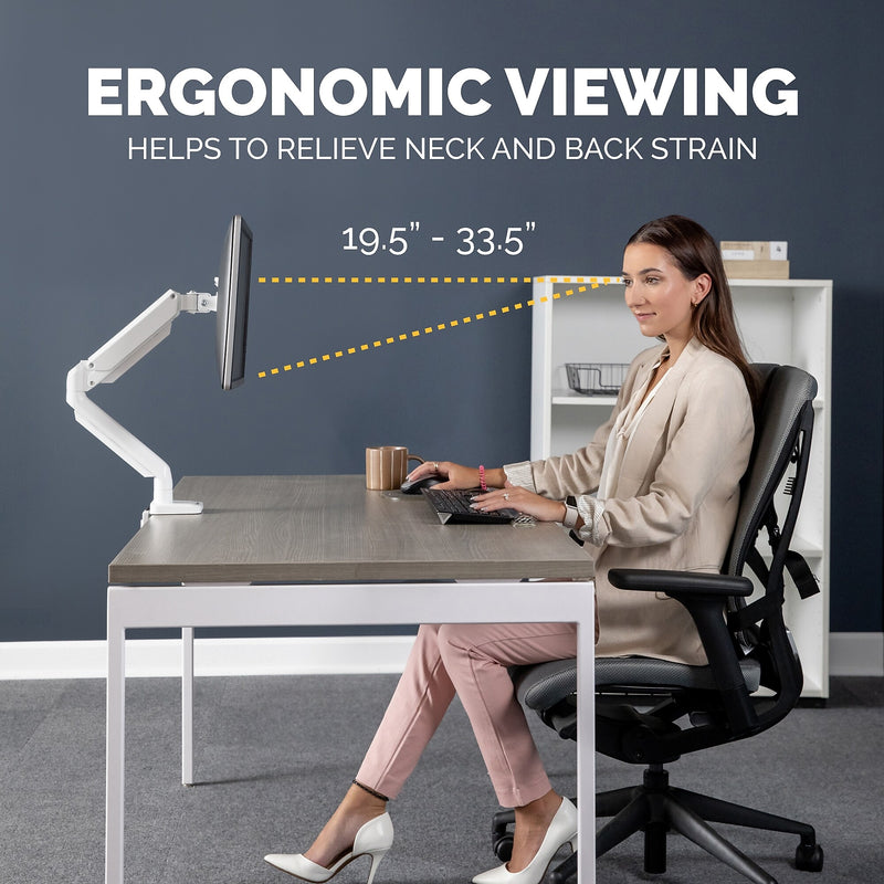 Fellowes Platinum Series Adjustable Monitor Arm, Up to 40" Monitor, White (8056201)
