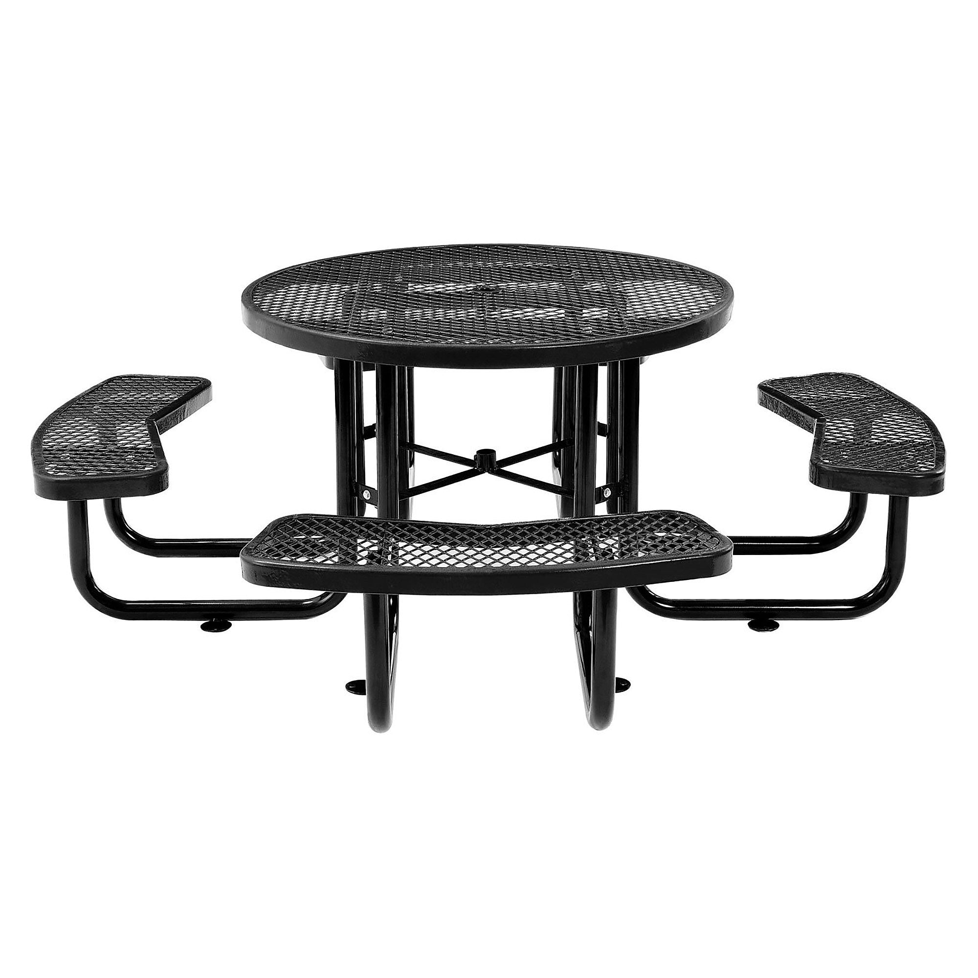 Global Industrial 46" Round Picnic Table, Expanded Metal, Black (277150BK)