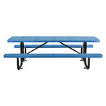 Global Industrial 8' Rectangular Outdoor Steel Picnic Table, Perforated Metal, Blue (694555BL)