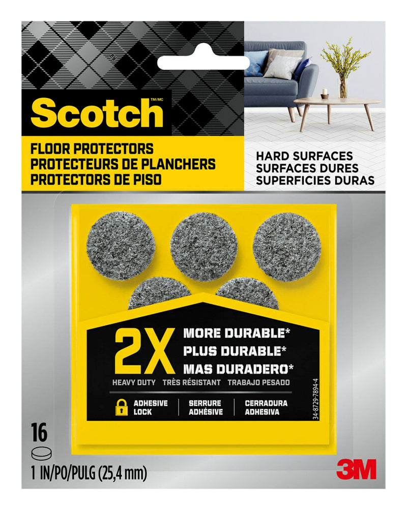 Scotch Heavy Duty Felt Floor Protectors, Gray, 16/Pack (SP872-NA)