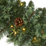 Nearly Natural 6-ft White Mountain Pine Artificial Garland with 35 White Warm LED Lights and Pinecones (W1101)