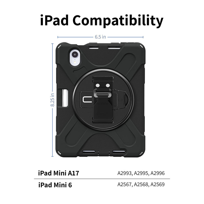 CODi Rugged Polycarbonate/Silicone 8.3" Case for iPad Mini (6th Gen/A17 Pro), Black (C30705064)