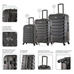 InUSA Endurance 3-Piece Hardside Spinner Carry-On Luggage Set, TSA Checkpoint Friendly, Black (IUENDSML-BLK)