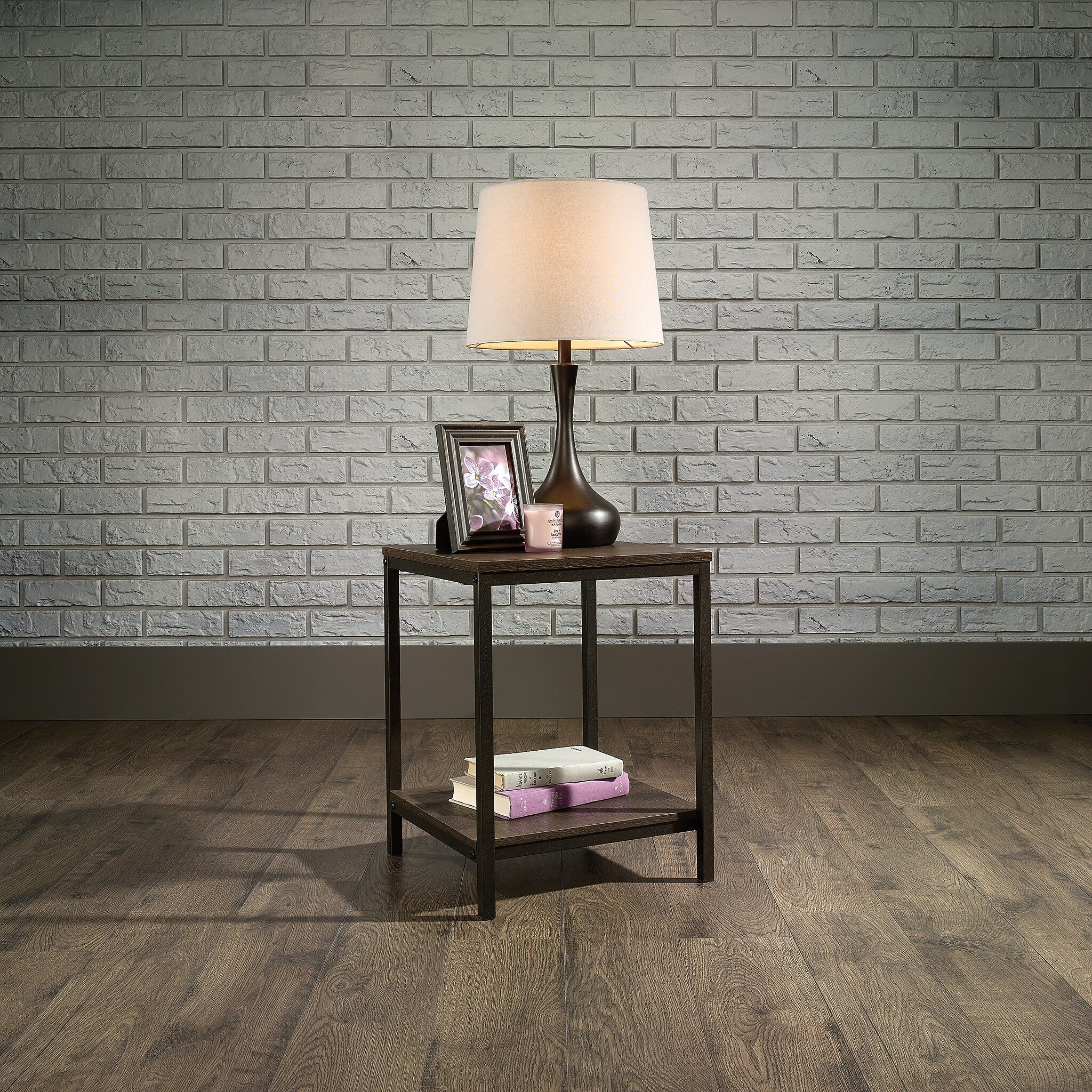 Sauder North Avenue 16"W x 16"D Side Table, Smoked Oak (423030)